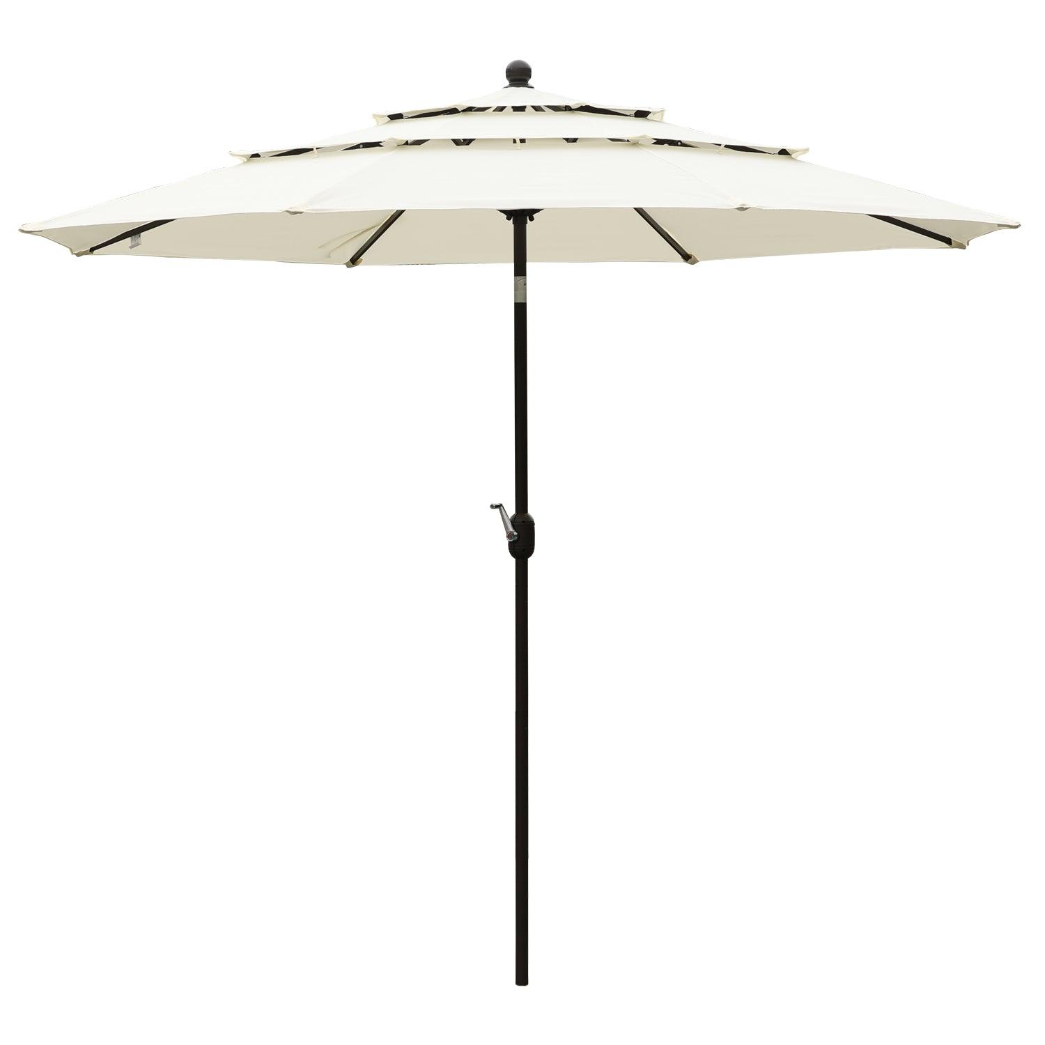 3 Tier 10ft. Patio Umbrella - Market Umbrella with Crank (No Base) - Aoodor